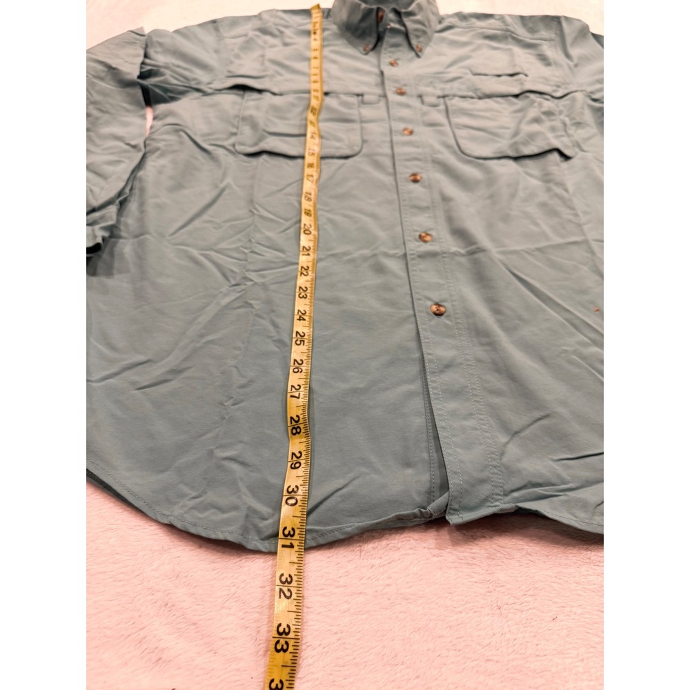 LL Bean Mens Technofine Fishing Shirt Teal Green Long Sleeve Ventilated Medium - Picture 4 of 9